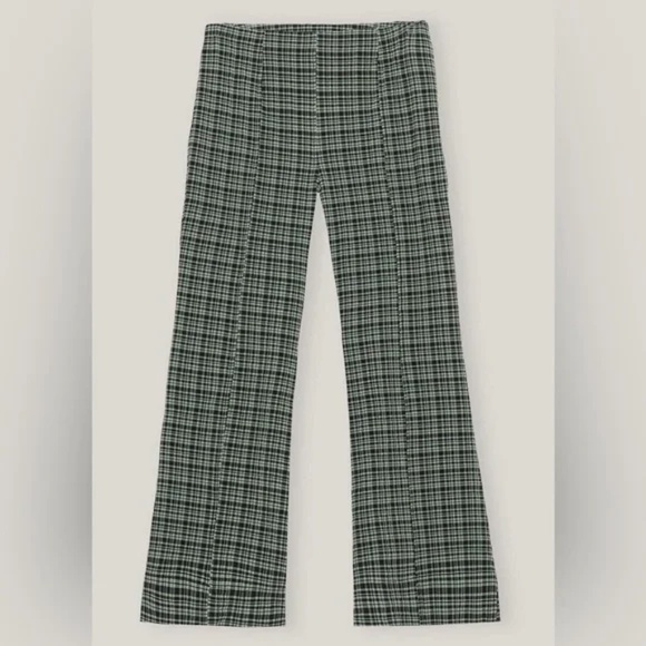 Ganni 2pc seersucker halter top and kick flare pants set - Picture 10 of 16